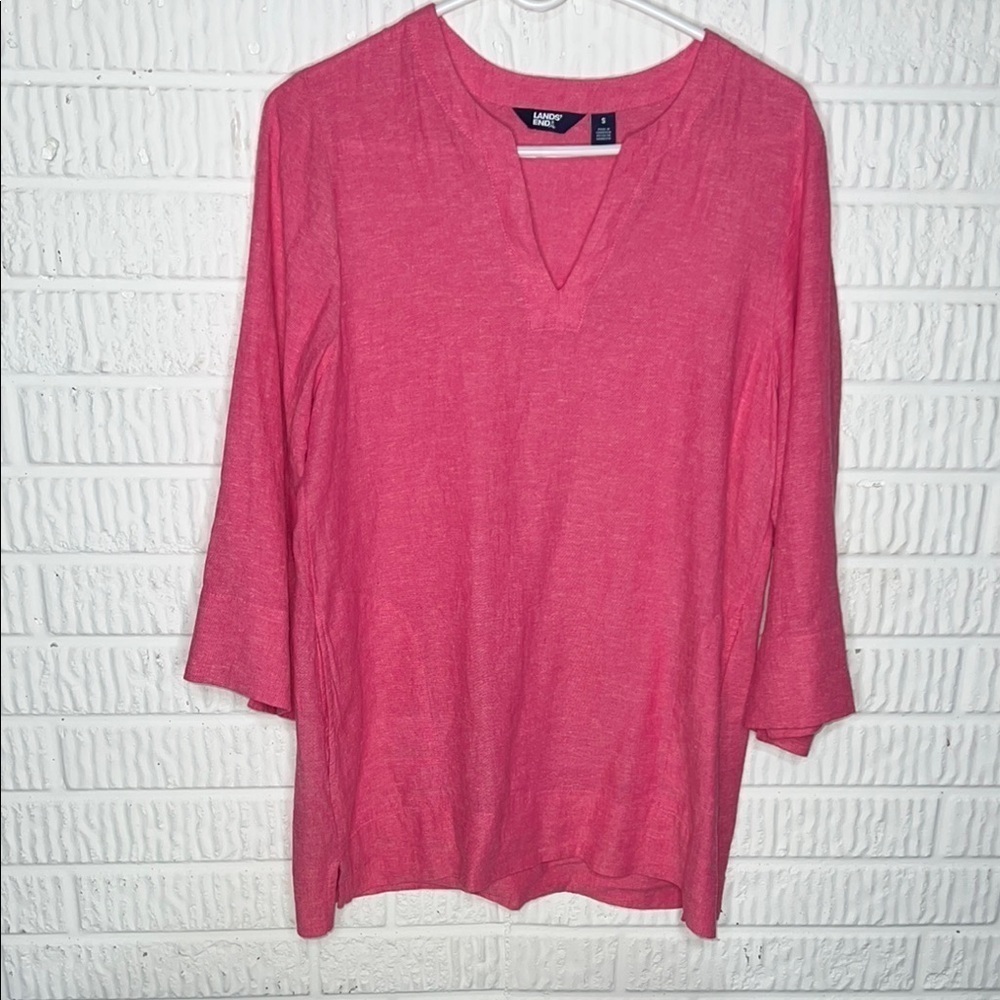 Lands End Pink Linen Blend Tunic